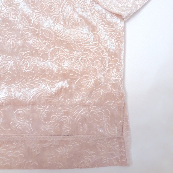 Pink Rose Pattern Velour Long Sleeve Mini Dress Women’s XL Valentines Day Dress - Picture 5 of 6